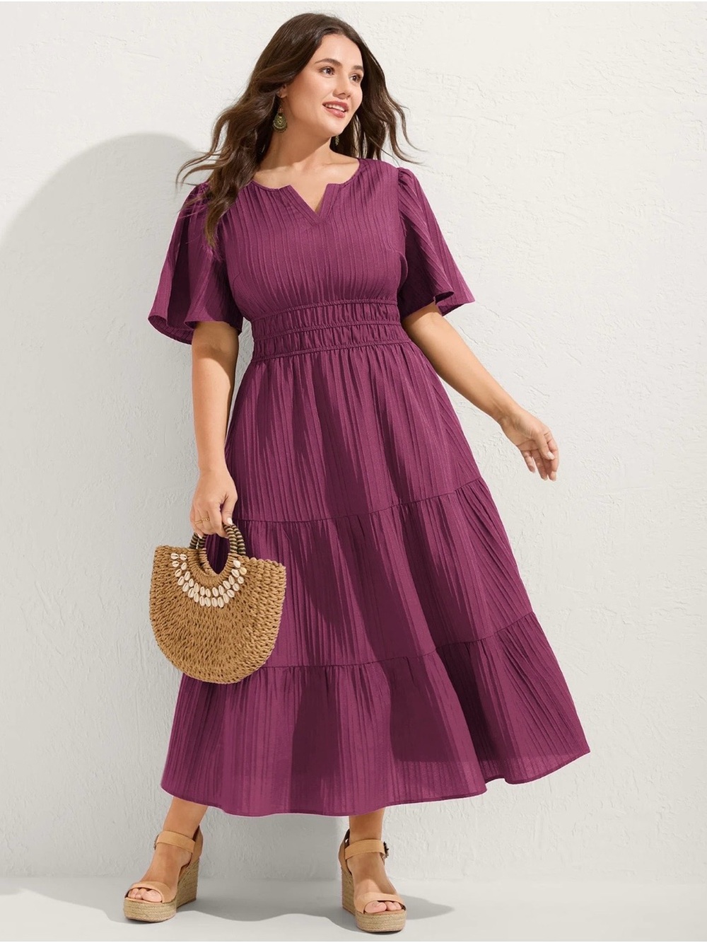 Brand New Plus Size BloomChic Plum Textured Maxi Dress